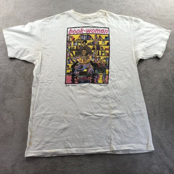 Vintage Single Stitch Hanes Woman's Book Woman T-Shirt XL White - Picture 14 of 15